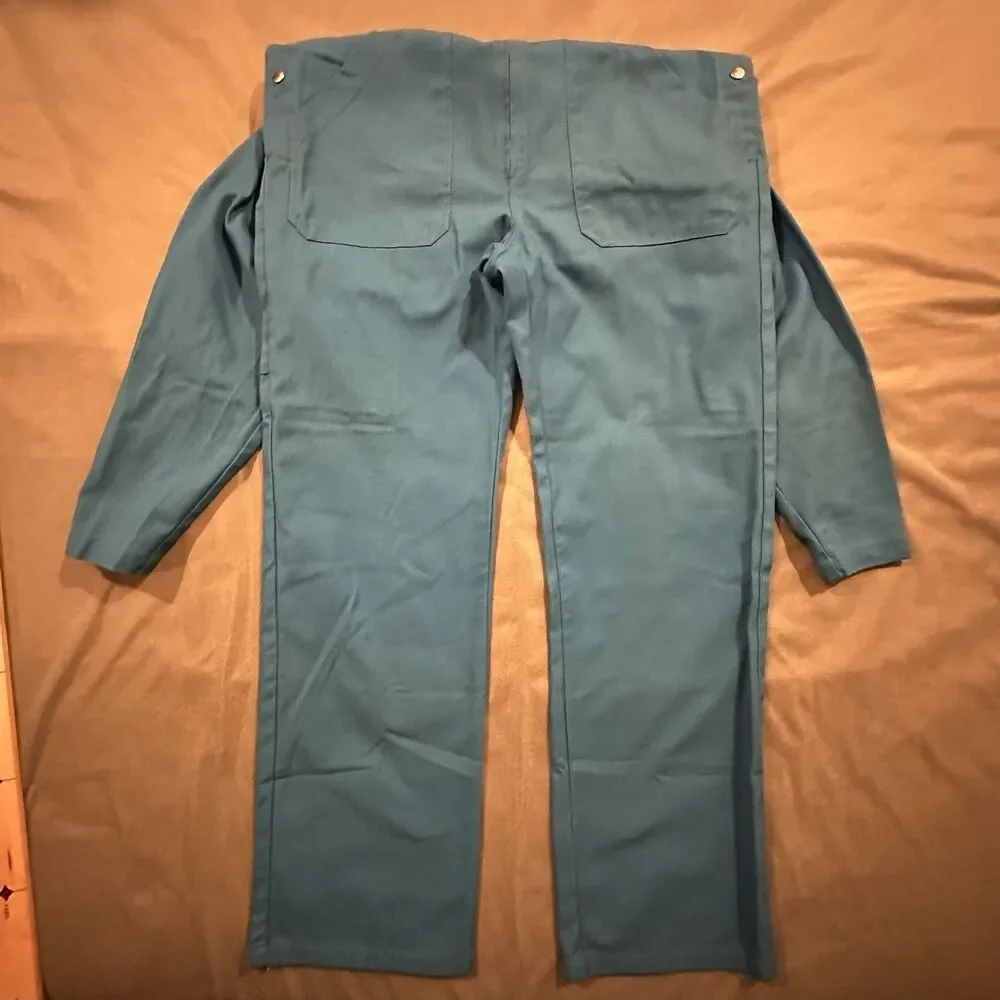 Vintage 80s French Overalls Mens 50 Workwear Zip Collar Canvas Cotton Reinforce
